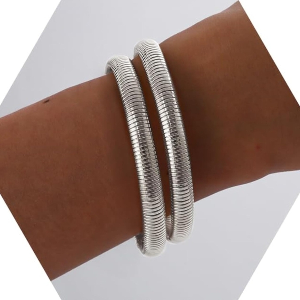 Elegant Silver Rone 8mm Stackable Stretcy Bracelet